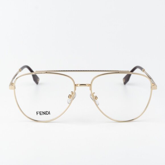 Fendi TRAVEL Women Eyeglasses Metal Shiny Clear Gold Demo Pilot FE50077U 032 NEW - Picture 2 of 12